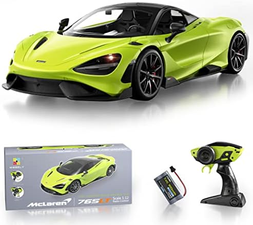 MIEBELY Remote Control Car, McLaren Rc Cars Officially Licensed 1/12 Scale 7.4V 900mAh Toy Car with 12km/h Fast Model Car Headlight for Adults Kids Boys Age 6 -12 Year Birthday Ideas Gift Green