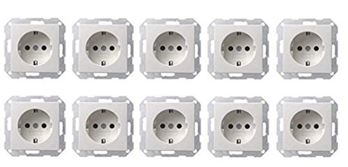 Preisvergleich Produktbild GIRA. E2 reinweiß SEIDENMATT 10er Set (Steckdose OHNE Kinderschutz)