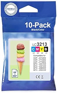 KEENKLE LC-3213BK/LC-3213C/LC-3213M/LC-3213Y Printer Cartridges, for Brother LC3213 LC3211 for DCP-J572DW DCP-J772DW DCP-J774DW for MFC-J497DW MFC-J491DW MFC-J890DW MFC-J895DW (10-Pack)