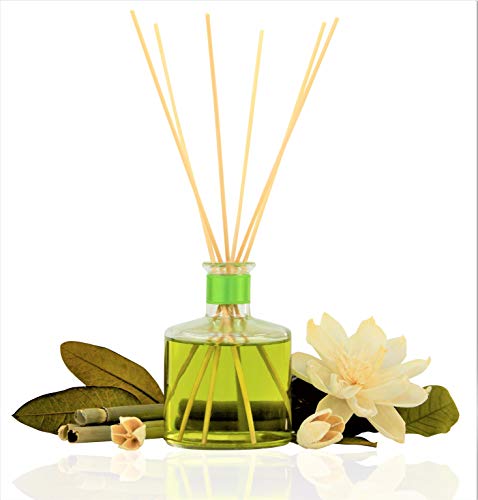 Manu Home Bamboo & Wild Flowers Reed Diffuser Set | Flowering Wild Bamboo is mingled with Blue Sage, Wild Flowers, and Fresh Green accords | 5oz | Made in The USA