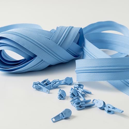 IPEA 5 Metre Blue Continuous Chain Zipper + 15 Metal Sliders, Made in Italy, Chain Size #5, Nylon Zippers, Zip - Image 4