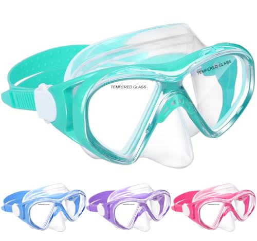 Image of Kids Swim Goggles Snorkel Diving Mask for Boys Girls Ages 5-15, Two-Color Anti-Fog Swimming Goggles with Nose Cover