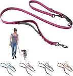 Sur la laisse du chien d'épaule - Mains Free Leash pour la marche et la randonnée avec des chiens moyens et grands, réglable 4 à 6 FT Plomb Bungee extérieur avec poignée de circulation par Nuvuq (18-120 lb, rose)