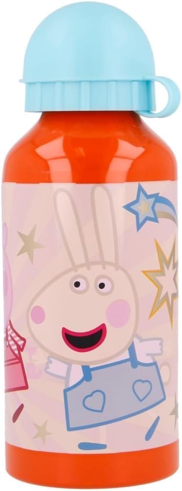 400ml Peppa Pig, Water Bottle for Kids - 13.5 oz Leakproof Aluminum Sports Bottle for School, Cycling, Running, Camping, and Outdoor Activities