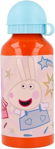 400ml Peppa Pig, Water Bottle for Kids - 13.5 oz Leakproof Aluminum Sports Bottle for School, Cycling, Running, Camping, and Outdoor Activities