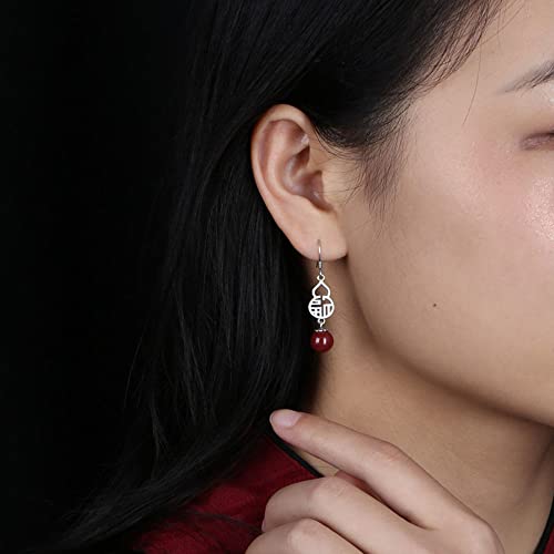 Boucles d'oreilles pendantes bon augure argent sterling cinabre