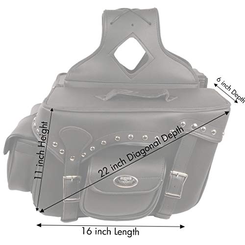 Image of Milwaukee Leather Studded Throw-Over Motorcycle Saddlebags - Synthetic Leather - Universal Fit - Zip-Off - Large
