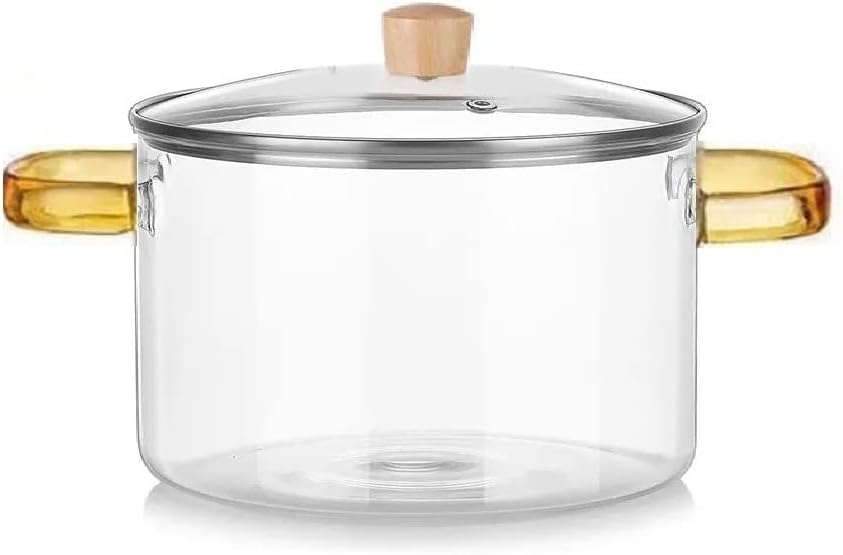 IncrizmaGlass Saucepan With Cover,3L Heat-Resistant Glass Stovetop Pot And Pan With Lid,The Best Handmade Glass Cookware Set Cooktop Safe For Pasta Noodle,Soup,Milk,Baby Food(3000 Ml),Polished