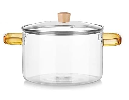 Incrizma Glass Saucepan With Cover,3L Heat-Resistant Glass Stovetop Pot And Pan With Lid,The Best Handmade Glass Cookware Set Cooktop Safe For Pasta Noodle,Soup,Milk,Baby Food(3000 Ml),Polished