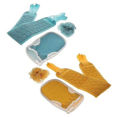 OFFIGAM 2 juegos Guantes de Baño Exfoliantes y Toallas de Ducha Kit Bolas de Baño Espumosas Paño Exfoliante de Ducha para Cuerpo y Espalda para Limpieza y Cuidado Personal