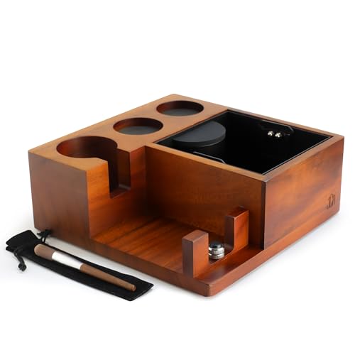 Espresso Knock Box & Tamping Station - Coffee Organizer Box for 51-54mm Tamper, Distributor...