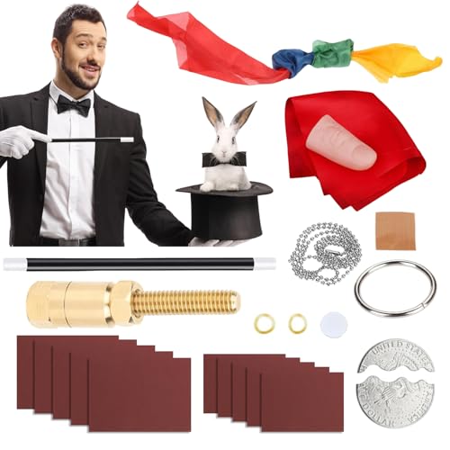 Msauifncp 16-TLG Zauberkasten Profi mit Zauberstab 4-Color Silk...