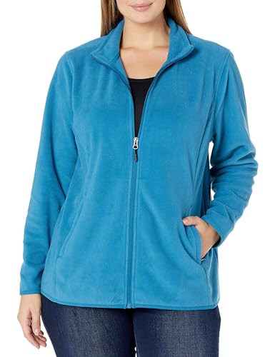 Amazon Essentials Damen Polar-Fleecejacke mit durchgehendem Reißverschluss (in Übergröße erhältlich), Blaugrün, Größe 2X