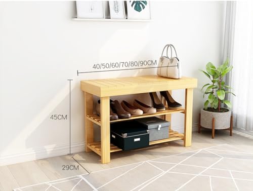 Tabouret et étagère à chaussures en bambou 3 niveaux d'entrée