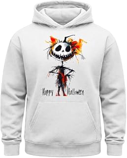 SaaDZ Happy Halloween Skeleton Art Hoodie Spooky Cartoon Graphic Pullover Sweatshirt for Men Women