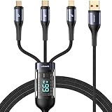 【Compatibilità Universale】- Il cavo di ricarica rapida 3 in 1 Multi ha tre porte di ricarica: 1 porta iP, 1 porta Micro, 1 porta USB Tipo-C. Compatibile con IP 13/12/11/ Xr / Xs / X / 8/8 Plus / 7 Plus / 7 / 6s Plus / 6s / 6 Plus / 6 ; Samsung Galaxy S10 / S9 / S8 / S7 / S6, Note 8, A3, Huawei P30 / P20 / P10 / Mate10; Mate10, Honor View 10, Nexus, HTC, Motorola, Nokia, MI, LG, Sony, PS4/5, Kindle e altro. (Nota: non supporta il trasferimento di dati per i dispositivi di tipo C e Micro USB).
