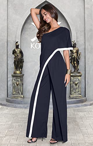 Image of KOH KOH Womens 2026 One Off Shoulder Asymmetric Long Pant Jumpsuit Romper