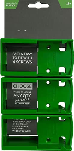 StealthMounts Batteriehalter für Festool 18v | Kabelloser Akkuhalter für Festool 18V-Elektrowerkzeuge | 6er-Pack | Grün Batterie-Organizer für Festool 18 V