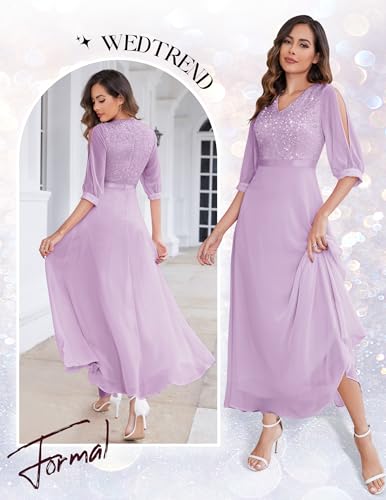 Image of Wedtrend Women's Sequin Dresses Sparkly Glitter Dress Split Sleeves Formal Dresses Maxi Evening Dress