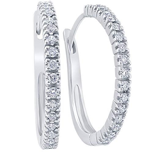 1/2Ct Diamond Hoops 10K White Gold #TOP18
