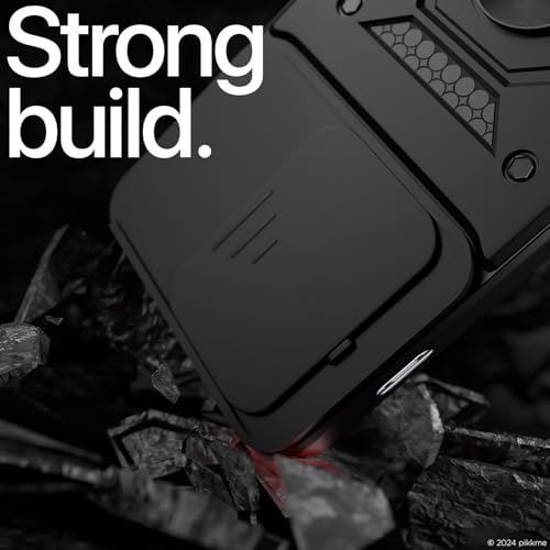 Image of Pikkme D10 Tough Armor Bumper Case | 360 Protection Case | Sliding Camera Shield Cover & Ring Holder Stand Back Cover for OnePlus 11R 5G (Black)