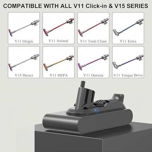 Professional 8500mAh V11 Battery Replacement for Dyson V11 Click in Battery SV15 SV16 SV17 SV22 SV28 SV29 SV47 970938-01 970425-01 (Not for Screw-in Models)