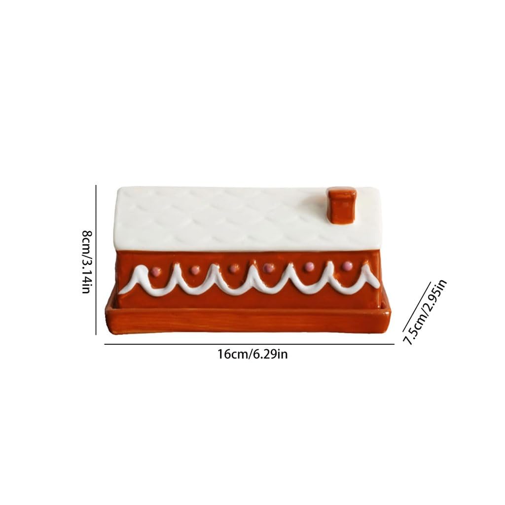 Beurrier avec couvercle créatif peint à la main en forme de maison beurrier en céramique pour la maison plat dessert plat avec couvercle beurrier