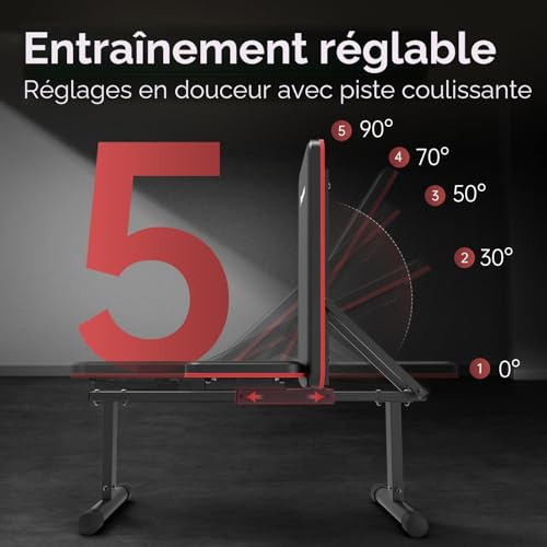 Banc de musculation multifonction inclinaison 90 degrés plat