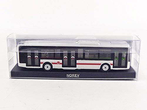 Norev- Iveco Bus Urbanway 2014 (x4) -TCL Voiture Miniature de Collection, 530263, Blanc/Rouge
