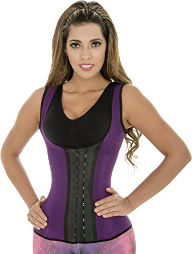 Latex Sports Vest Waist Trainer Steel Boned Chaleco Fajas Colombianas Reductoras 203M2 34 Medium Purple #TOP9