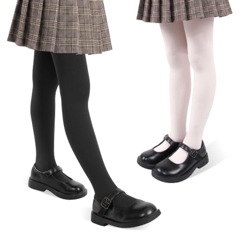 Image of 2 Pack Girls Tights Dance Tights Ballet Girls School uniform Footed Leggings Stockings for Kids 1-13 Years