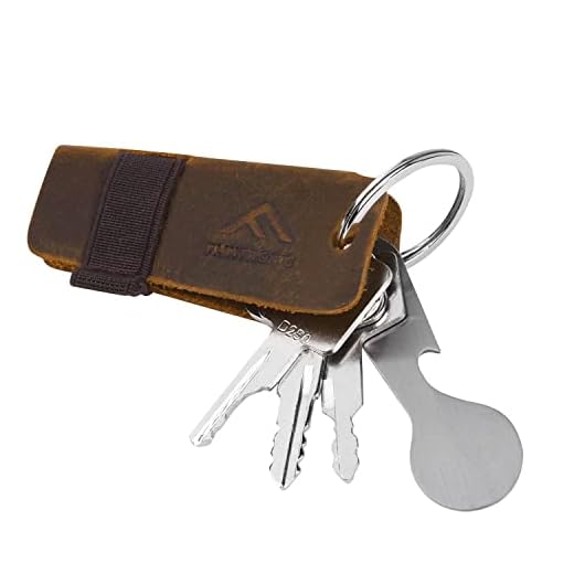 flintronic Llavero Compacto de Tela de Cuero Genuino Organizador de Llaves con Token de Carrito de la Compra, Llavero Inteligente Unisex con Capacidad para 6 Llaves, Color Marrón