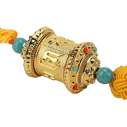 Ornamento de suspensão de carro roda de oração, pingente budista de barril giratório dourado para es