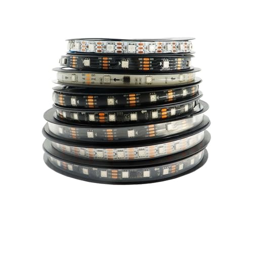 5050 RGB LED �X�g���b�v WS2811 WS2812B WS2813 WS2815 �ʂɃA�h���X�w��\ 30/60/144LEDs/M DC5V 12V 1-5M(Black PCB,WS2812B DC5V_1M 144 IP30)