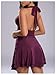 BEAUDRM Women's Y2k Halter Dress Sexy Ruched Tie Backless Tiered Layer Mini Dresses Deep V Neck Club Party A Line Short Dress Burgundy Medium
