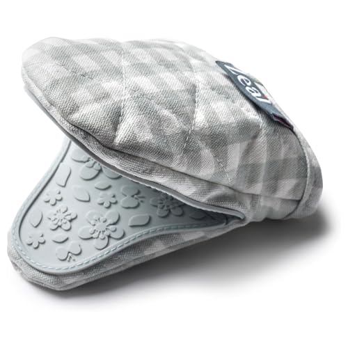 Zeal Silicone & Cotton Mini Mitt Pot Holder Gingham, Cotton, Duck Egg Blue, 17.5 x 13.5 x 2.5 cm