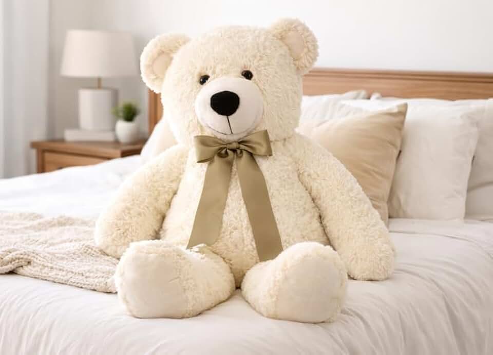 Urso Gigante Pelúcia Presente Crianças 70cm Antialérgico (Marfim)