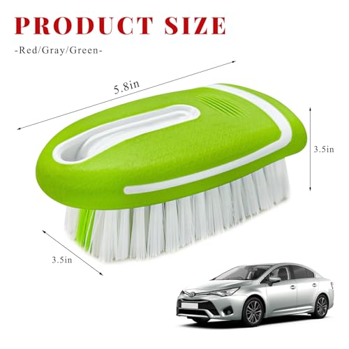 NYTKL Carpet and Upholstery Cleaning Brush, Stiff Bristle Detailing Scrubber for Car Interior & Home, Portable Ergonomic Scrub Brushes for Floor Mat Carpet Leather Seat Couch (Green)