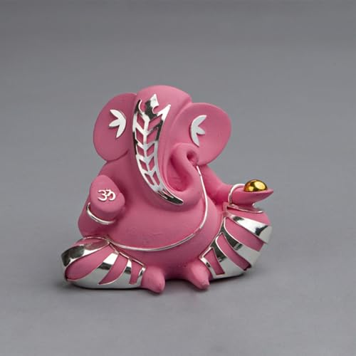 Image of EL'UNIQUE Laddoo Ganesha Religious Decorative Idol, Silver Plated, Traditional Sand Cast, Hindu Temple Decor, for Home Office Gift