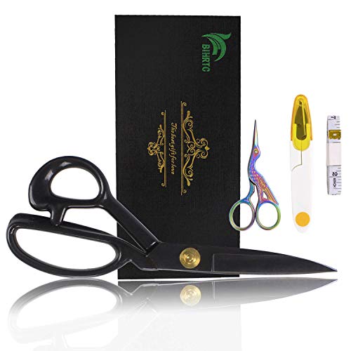 BIHRTC Professional Dressmaking Scissors Sewing Scissors 9 inch Fabric Scissors Heavy Duty Sharp Scissors with Snipper Dressmaker Shears for Cloth Tailoring Altering Leather with Tape Measure