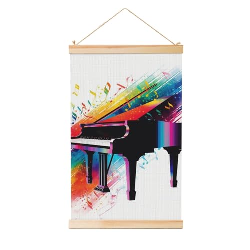 Clavier de piano art mural en bois et toile grand format