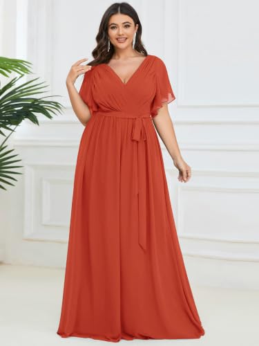 Image of Ever-Pretty Plus Women's Chiffon Maxi Plus Size Formal Bridesmaid Dresses