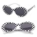 Clout Goggles Oval Sunglasses Mod Style Retro Thick Frame Kurt Cobain Inspired Sunglasses With Round Lens Vintage (Checkered 51)