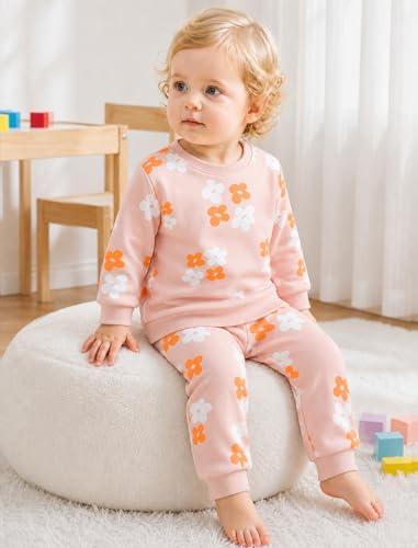 Image of Jecson Baby Girl Clothes Toddler Outfits Quilted Heart Sweatshirt & Jogger Pants Fall Winter Sweatsuit 2Pcs Sets 3M-4T