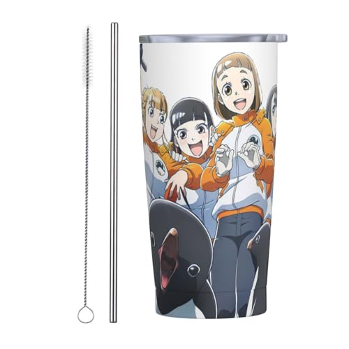 宇宙よりも遠い場所 車載用 コーヒーマグ 保温保冷 大容量 漏れ防止設計 滑り止め カップホルダー対応 ドライブ オフィス アウトドア ビジネス 通勤用 600ml 男女兼用 White