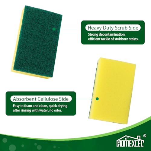 Image of HOMEXCEL Heavy Duty Scrub Sponges Kitchen 60 Count, Extra-Large Sponges for Cleaning Kitchen and Household, Dish Scrubber for Washing Dishes, Pots and Pans