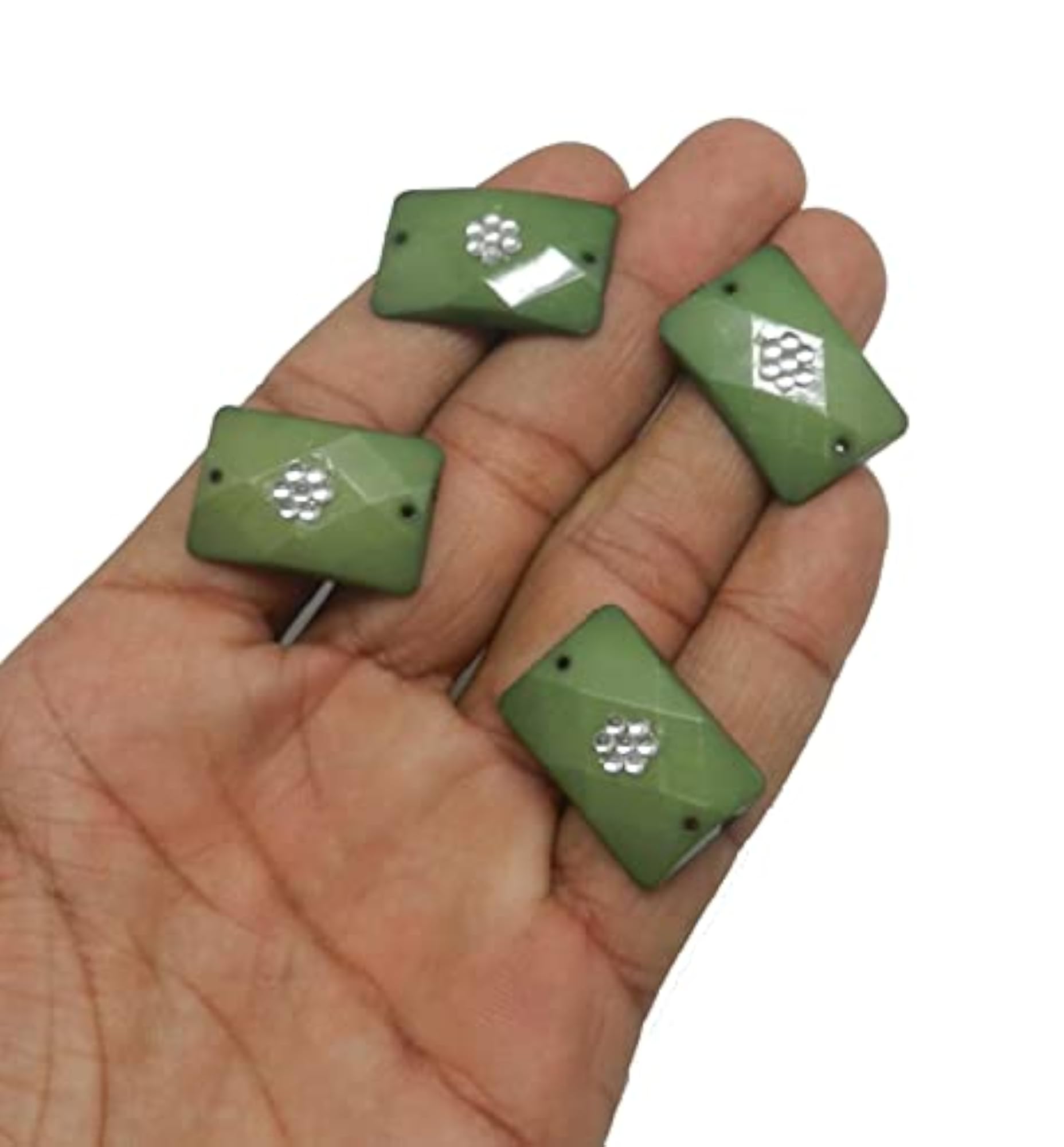 Rectangle Shaped Plastic Stone with Kundan for Jewellery Making