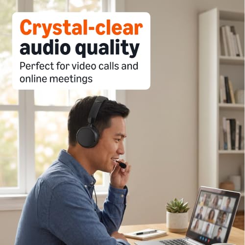 Image of Amazon Basics On Ear Wired Computer Headset with Adjustable Microphone, 3.5mm Port or in-Line Control with USB-A Port, Foldable, Clear Sound, Small /Medium Size, Black