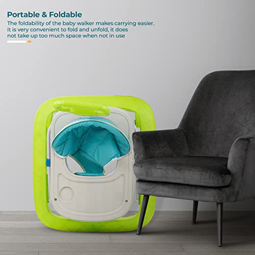 Image of Baybee Nexus Baby Walker for Kids with Parental Push Handle & 2 Height Adjustable, Multi-Function Folding Activity Walker for Baby with Musical Toy Bar | Walker Baby 6-18 Months Boy Girl (Light Green)
