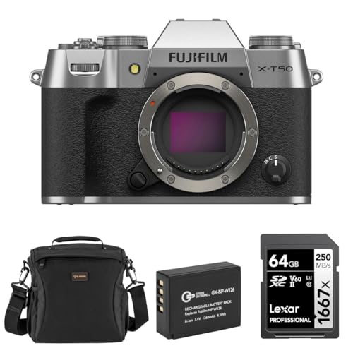 Fujifilm X-T50 ミラーレス 本体 純正バッテリー2個付き Amazon | Fujifilm ミラーレスカメラ X-T50 シルバー リチウムイオン